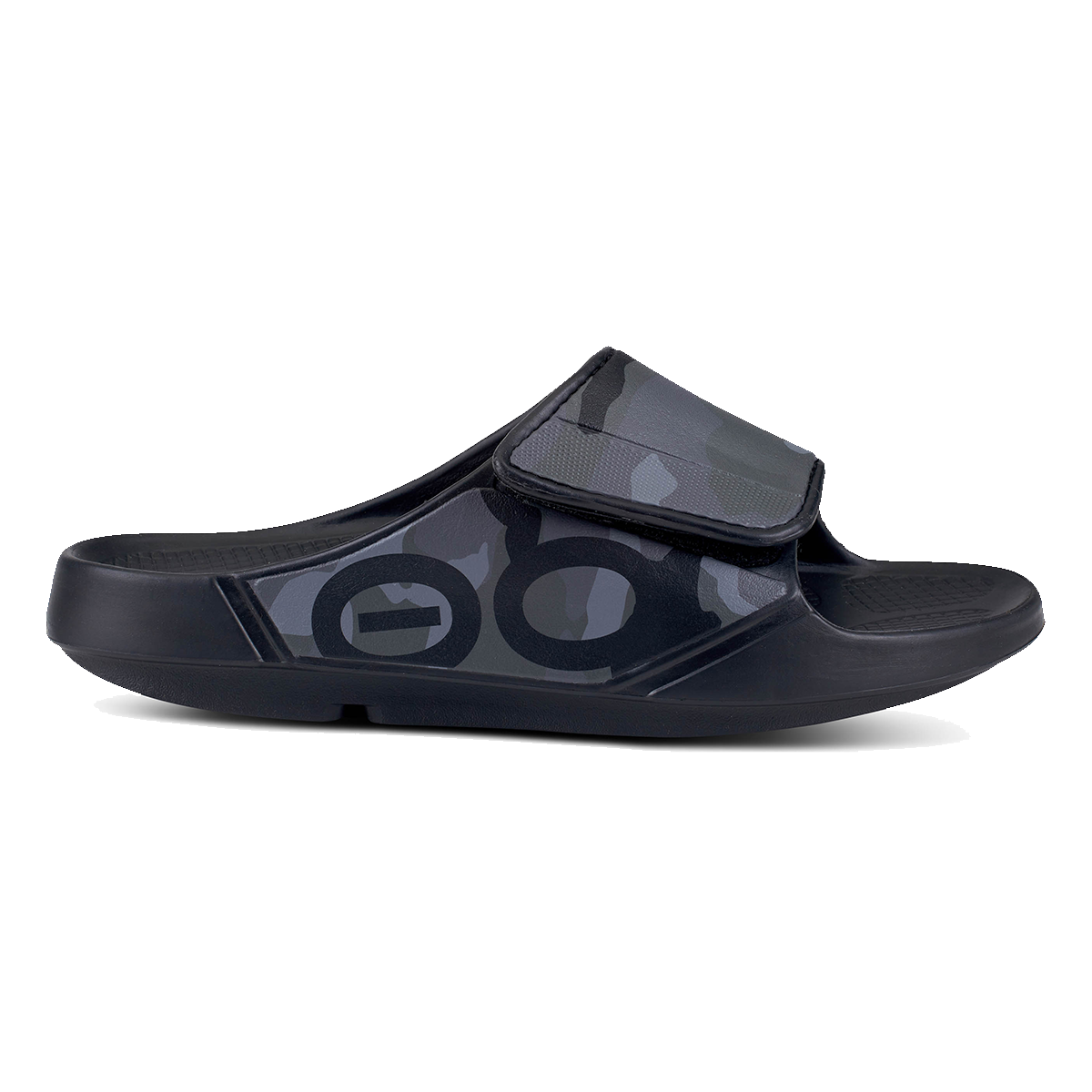 Oofos OOahh Sport Flex Ltd — Black Camo — Size D — Width 7 M / 9 W — Detail View