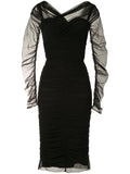 Dolce Gabbana Draped Midi Dress — Black — Size XS — Front View