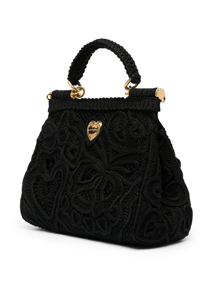 Dolce Gabbana Small Sicily Lace Top Handle Bag — Same as shown — Size One Size — Back View