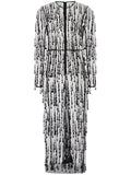 Dolce Gabbana Bead Embellished Fringed Sheath Dress — Black — Size S — Front View