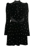 Philosophy Di Lorenzo Serafini Crystal Embellished Velvet Evening Dress — Black — Size XS — Front View