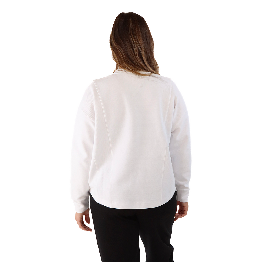 F2R Ottoman Rib Long Sleeve Top — Black — Size XSmall — Back View