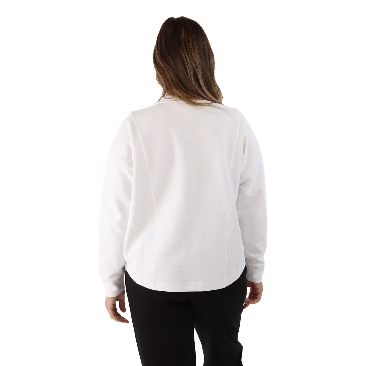 F2R Ottoman Rib Long Sleeve Top — Black — Size XSmall — Back View