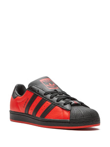 adidas X Miles Morales Superstar J Spider-Man Sneakers — Red/Black — Size US M 6 - US W 7.5 — Top View