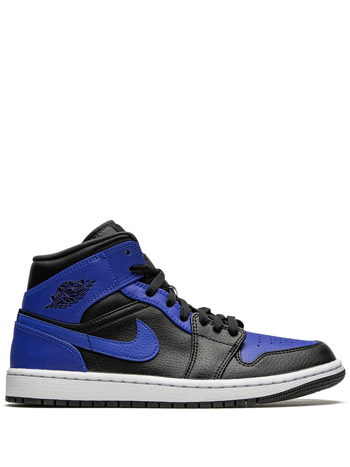 Air Jordan 1 Mid Hyper Royal Sneakers — Black/Blue — Size US M 11.5 - US W 13 — Front View