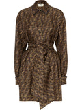 Fendi Ff Print Shirtdress — Brown — Size XS — Front View