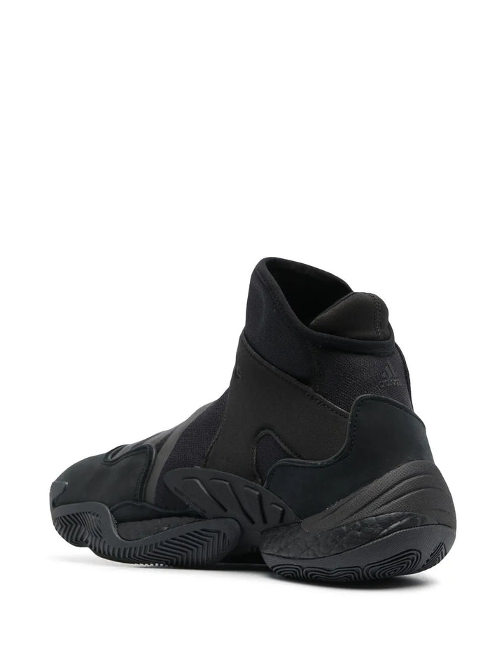 adidas X Pharrell Williams Triple Black High-Top Sneakers — Black — Size US M 10 - US W 11.5 — Back View