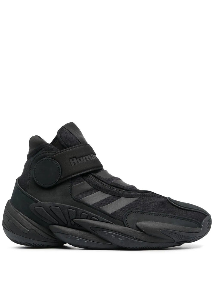 adidas X Pharrell Williams Triple Black High-Top Sneakers — Black — Size US M 10 - US W 11.5 — Front View