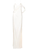 Michelle Mason Silk Wrap Floor Length Gown — Ivory — Size XS — Front View