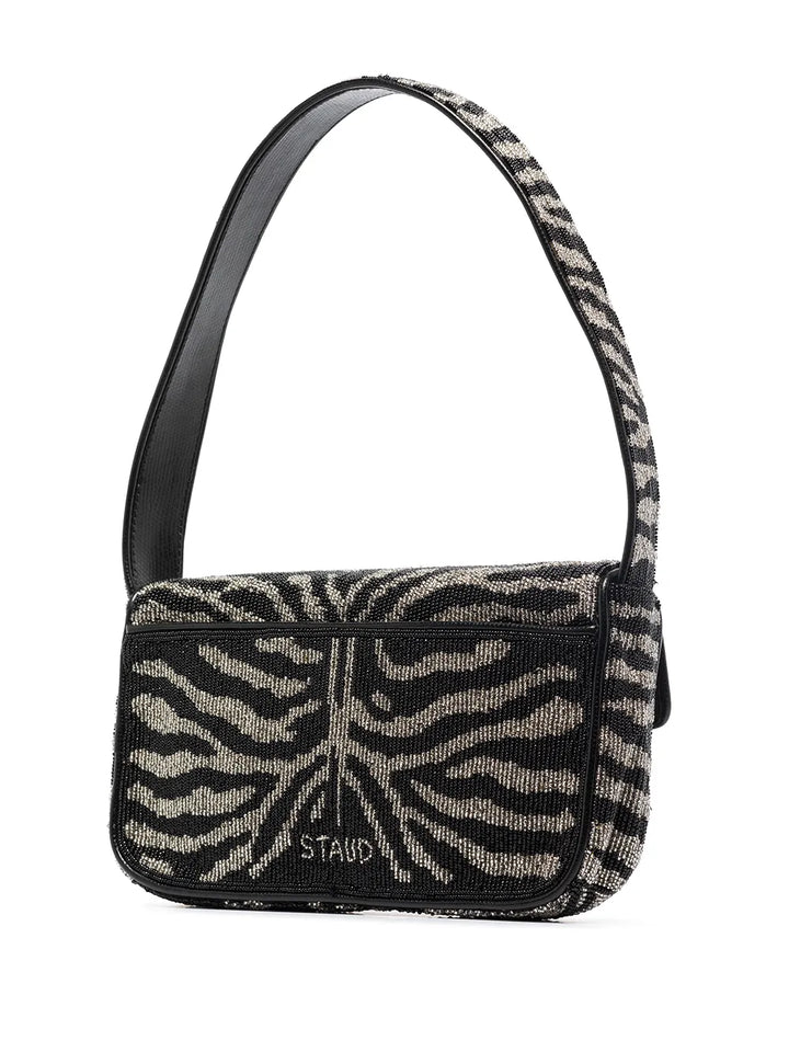 Staud Tommy Beaded Zebra Pattern Shoulder Bag — Same as shown — Size One Size — Back View