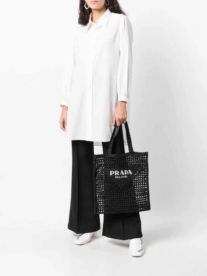 Prada Interwoven Design Logo Print Shoulder Bag — Same as shown — Size One Size — Side View