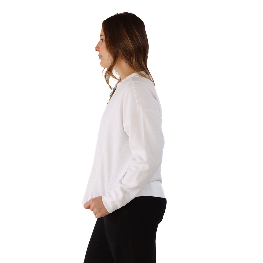 F2R Ottoman Rib Long Sleeve Top — Black — Size XSmall — Top View