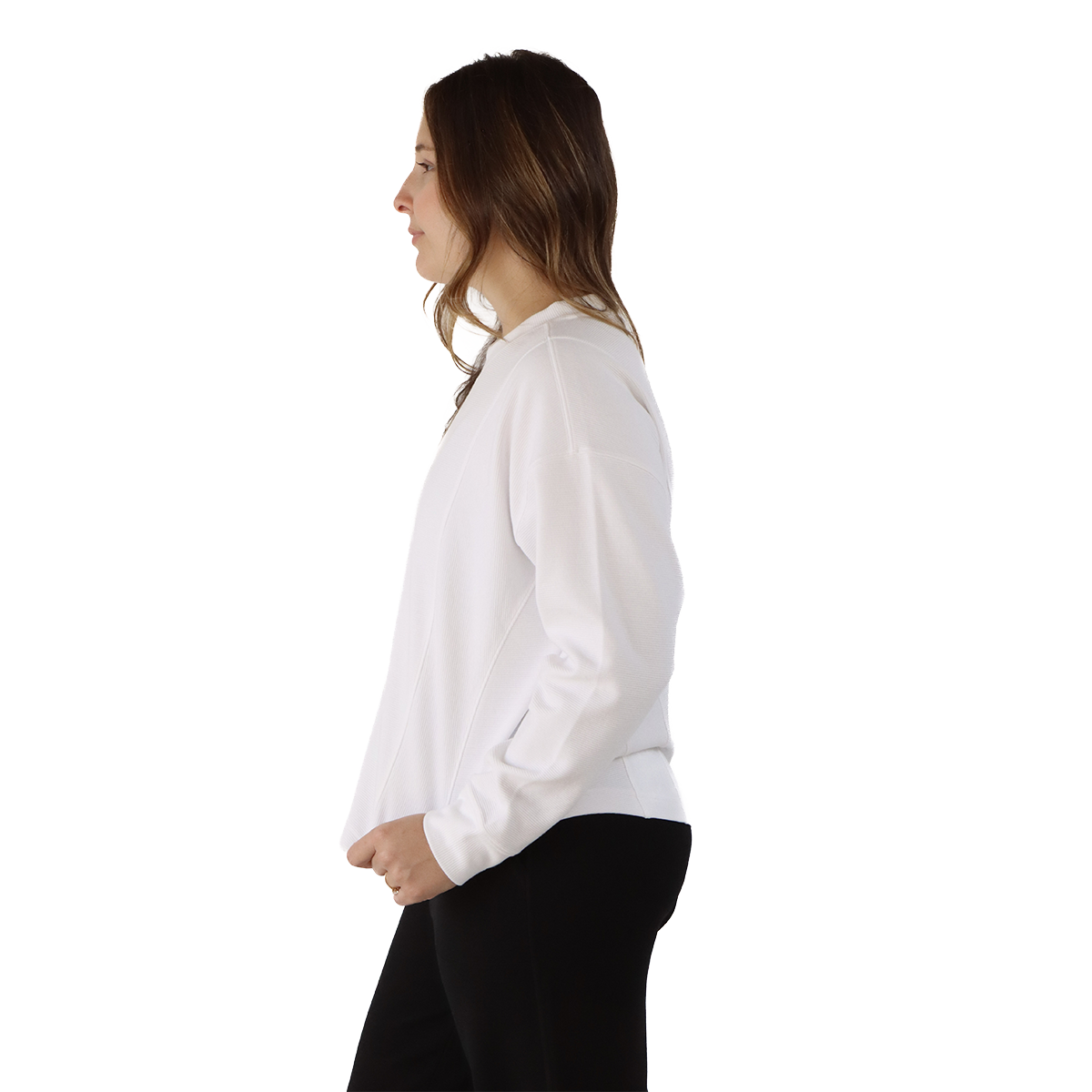 F2R Ottoman Rib Long Sleeve Top — Black — Size XSmall — Top View