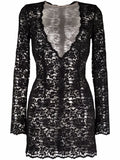 Dolce Gabbana Mini Lace Dress — Black — Size XS — Front View
