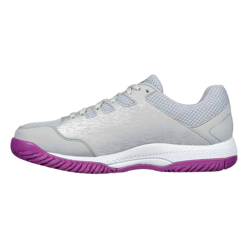 Skechers Viper Court — Grey - Purple — Size B — Width 6.5 — Side View