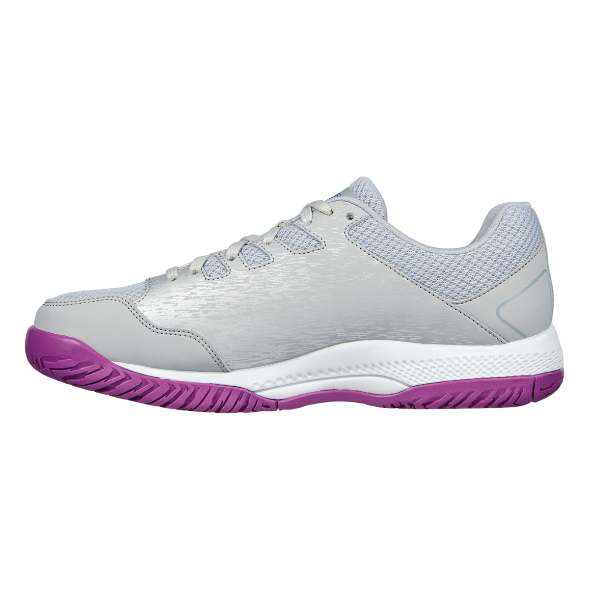 Skechers Viper Court — Grey - Purple — Size B — Width 6.5 — Side View