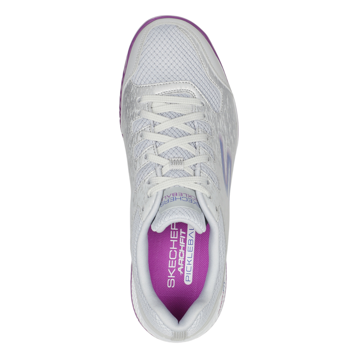 Skechers Viper Court — Grey - Purple — Size B — Width 6.5 — Back View