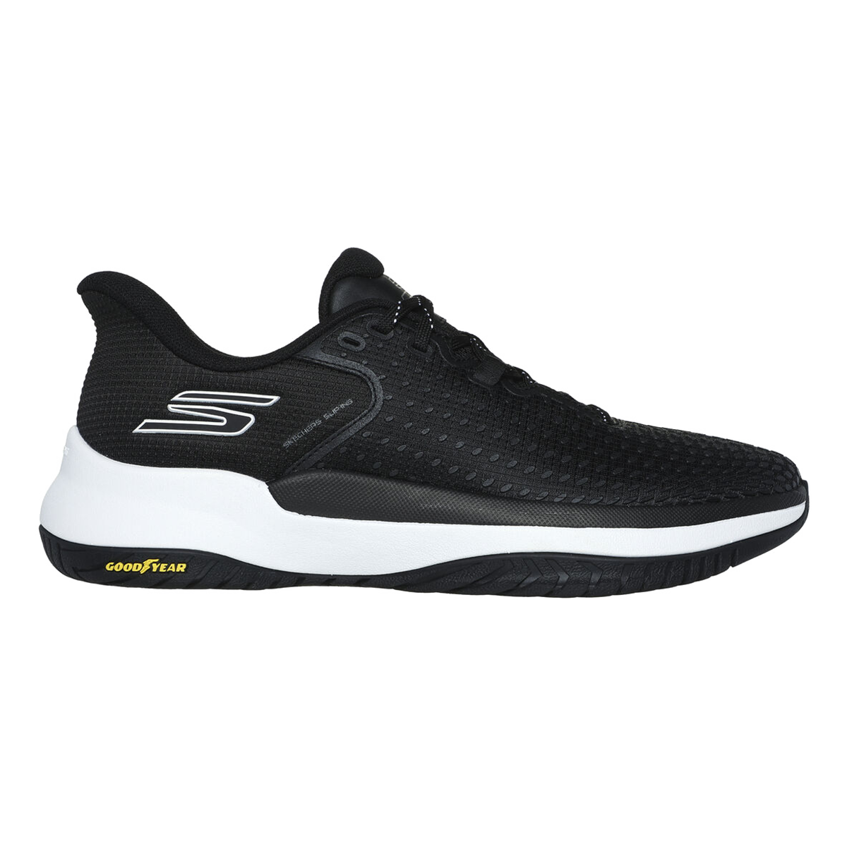 Skechers Viper Court Elite — Black - White — Size B — Width 6.5 — Front View