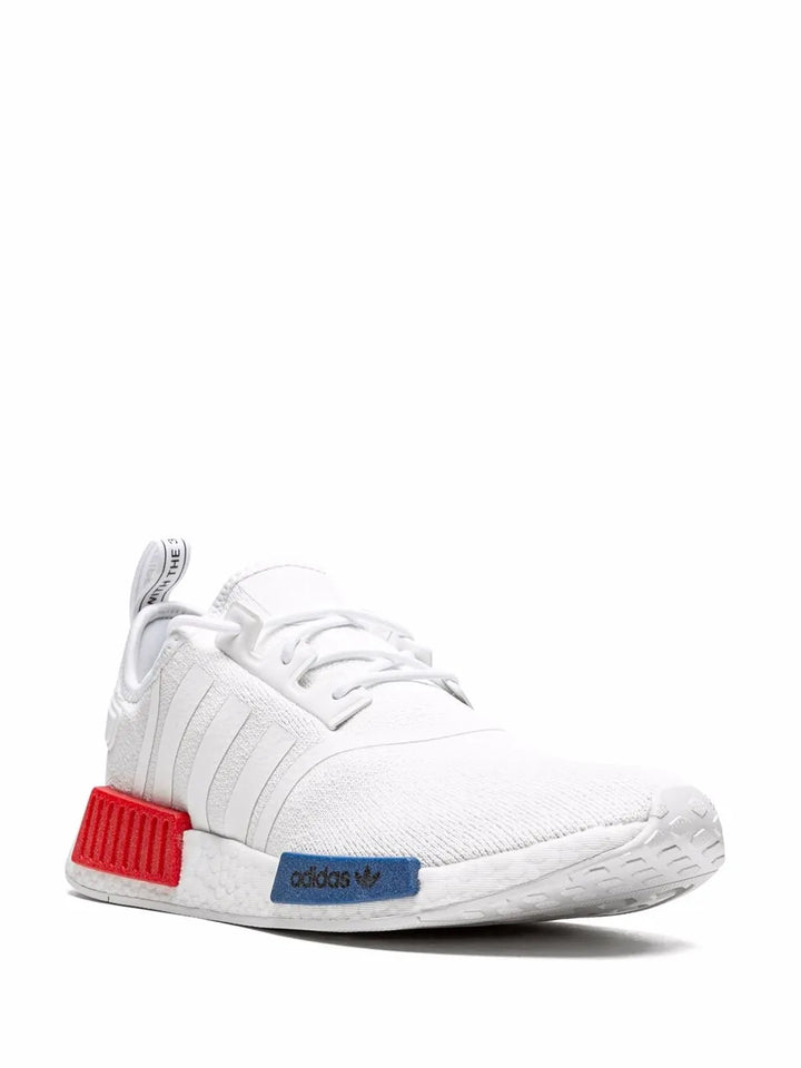 adidas Nmd_R1 White/White/Blue Sneakers — White — Size US M 4.5 - US W 6 — Side View
