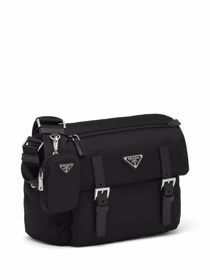 Prada Re Nylon Triangle Logo Plaque Shoulder Bag — Same as shown — Size One Size — Back View