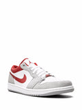 Air Jordan 1 Low Se White/Grey/Red Sneakers — Smoke Grey/Gym Red — Size US M 10.5 - US W 12 — Side View