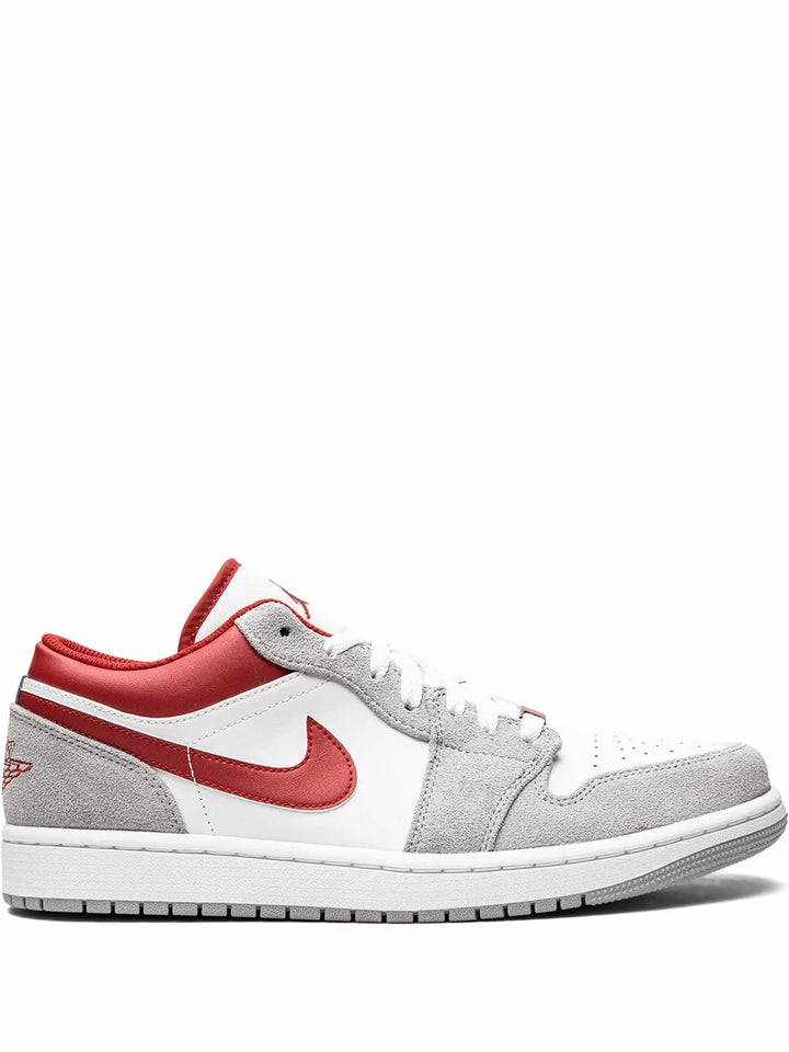 Air Jordan 1 Low Se White/Grey/Red Sneakers — Smoke Grey/Gym Red — Size US M 10.5 - US W 12 — Front View