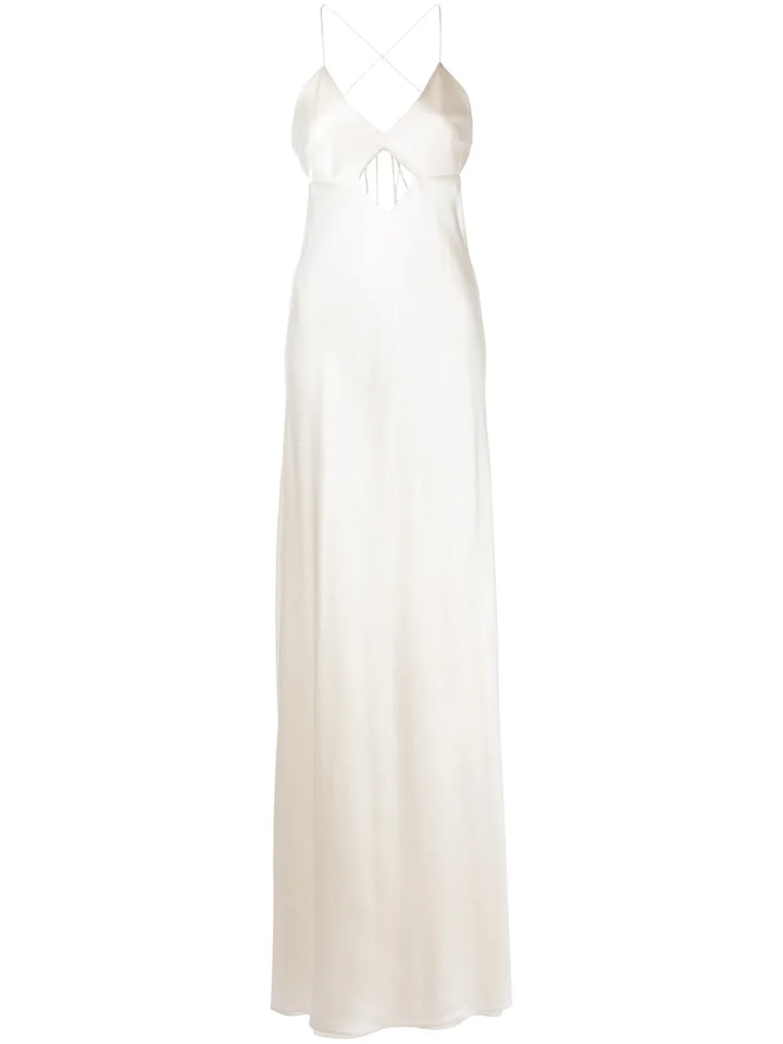 Michelle Mason Cut Out Detail Gown — White/ Ivory — Size M — Front View