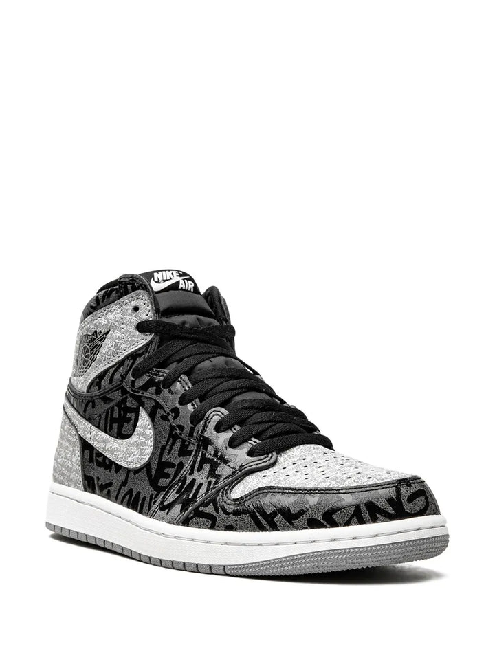 Air Jordan 1 High Rebellionaire Sneakers — Black/Grey/White — Size US M 8.5 - US W 10 — Side View