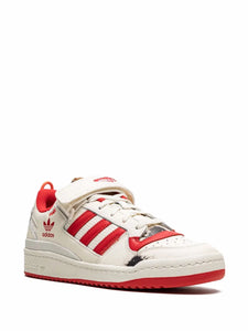 adidas X Home Alone Forum Low Sneakers — White/Red — Size US M 4 - US W 5.5 — Top View