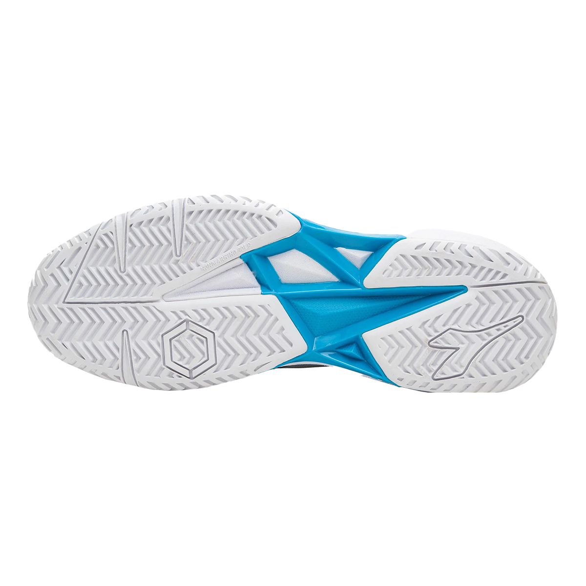 Diadora Trofeo AG Pickleball — White - Black - Blue Jewel — Size D — Width 6.5 — Top View