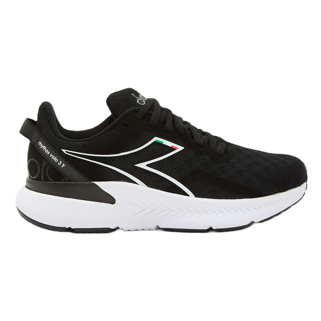 Diadora Mythos Volo 3 — Black - White — Size Y — Width 1.5 — Front View
