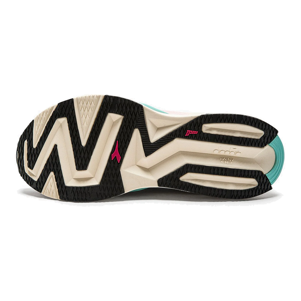 Diadora Atomo V7000 — White - Green Fluo - Black — Size D — Width 10 — Back View