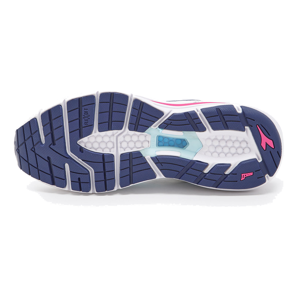 Diadora Mythos Blushield 8 Vortice — Pink Yarrow - White - Blue — Size B — Width 10 — Lifestyle View
