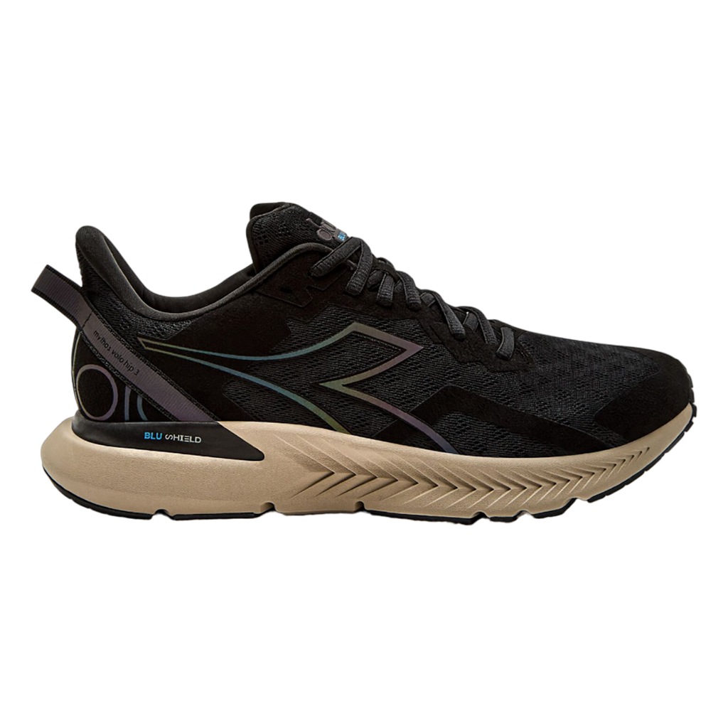 Diadora Mythos Blushield Volo HIP 3 — Black - Whisper White — Size D — Width 10 — Front View