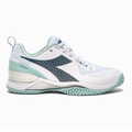 Diadora Blushield Torneo 2 AG — White - Legion Blue - Surf Spray — Size B — Width 6 — Front View