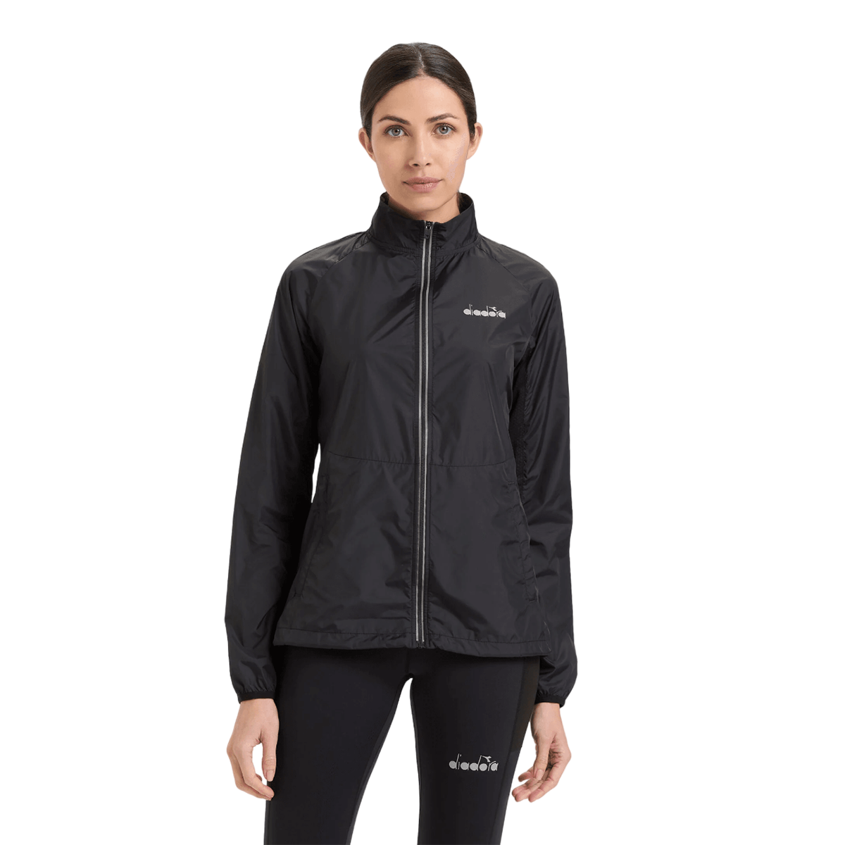 Diadora L. Packable Wind Jacket — Black — Size Medium — Front View
