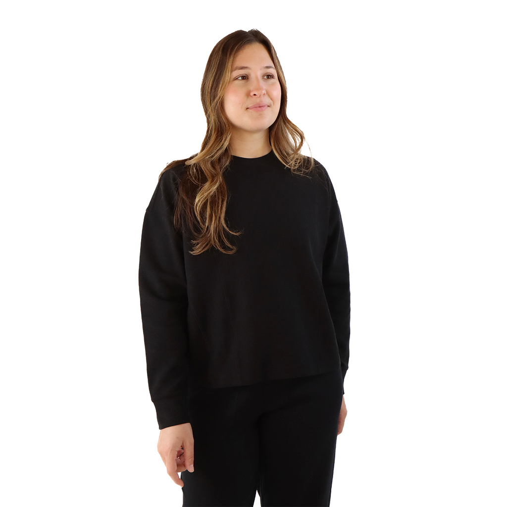 F2R Ottoman Rib Long Sleeve Top — Black — Size XSmall — Detail View