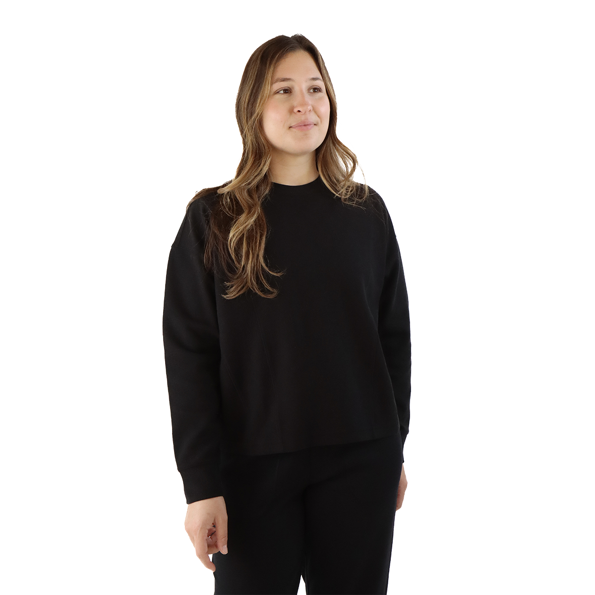F2R Ottoman Rib Long Sleeve Top — Black — Size XSmall — Detail View