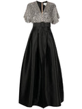 Sachin Babi Simone Sequin Embellished Gown — Black/ Silver — Size XS — Front View