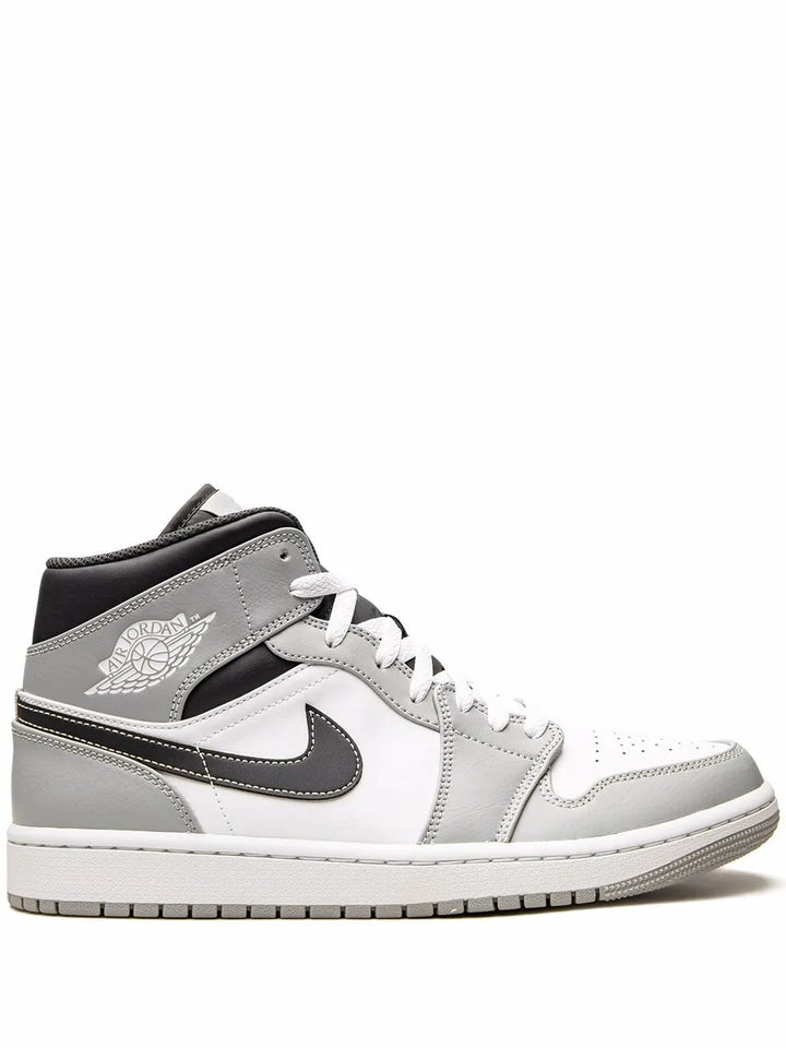 Air Jordan 1 Mid Light Smoke Grey 2.0 Sneakers — Light Smoke Grey/White/Anthracite — Size US M 11.5 - US W 13 — Front View