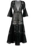 Charo Ruiz Ibiza Floral Lace Embroidered V Neck Dress — Red — Size XS — Front View