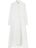 Jil Sander Long Sleeve Cotton Long Dress — White — Size XS — Front View