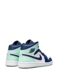 Air Jordan 1 Mid Blue Mint Sneakers — Blue/Green/White — Size US M 11.5 - US W 13 — Back View