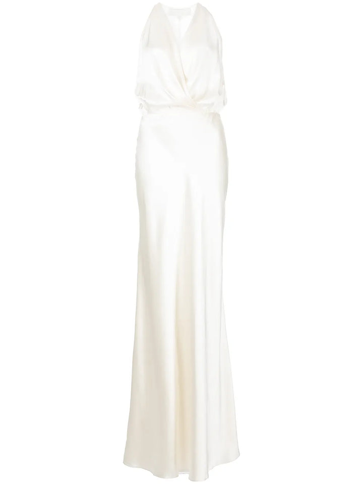 Michelle Mason Draped Halterneck Gown Dress — Same as shown — Size XS — Front View