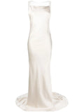 Maison Margiela Satin Fishtail Gown — White — Size XS — Front View