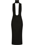 Dolce Gabbana Cut Out Midi Dress — Black — Size XS — Front View