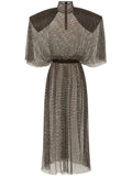 Dolce Gabbana Rhinestone Embellished Mesh Maxi Dress — Grey — Size XS — Front View