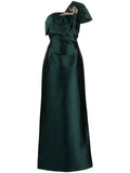 Sachin Babi Ines Crystal Embellished Satin Gown — Green — Size XS — Front View