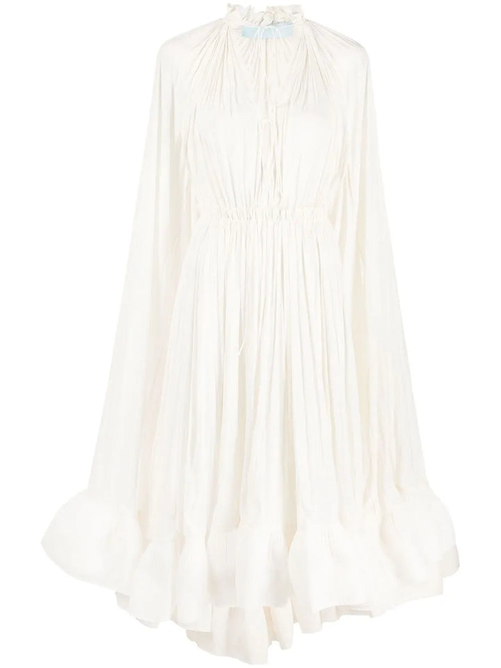 Lanvin Cape Design Midi Dress — White — Size S — Front View