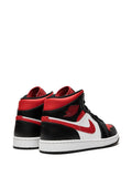 Air Jordan 1 Mid Bred Toe Sneakers — White/Black/Red — Size US M 10.5 - US W 12 — Back View